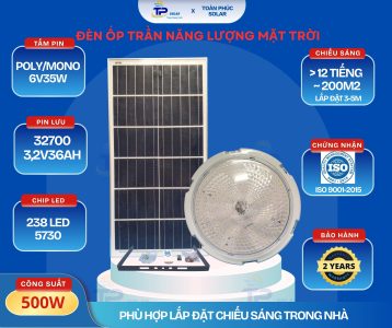 ĐÈN ỐP TRẦN NĂNG LƯỢNG MẶT TRỜI CÔNG SUẤT 500W