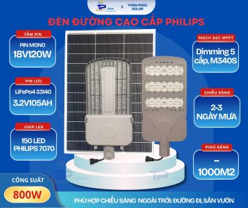 ĐÈN CÔNG TRÌNH CAO CẤP CHIP LED PHILIPS NĂNG LƯỢNG MẶT TRỜI CÔNG SUẤT 800W