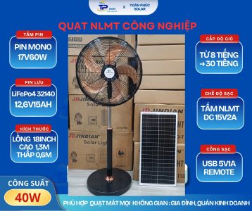 QUẠT ĐỨNG TÍCH ĐIỆN NĂNG LƯỢNG MẶT TRỜI CÔNG SUẤT 40W